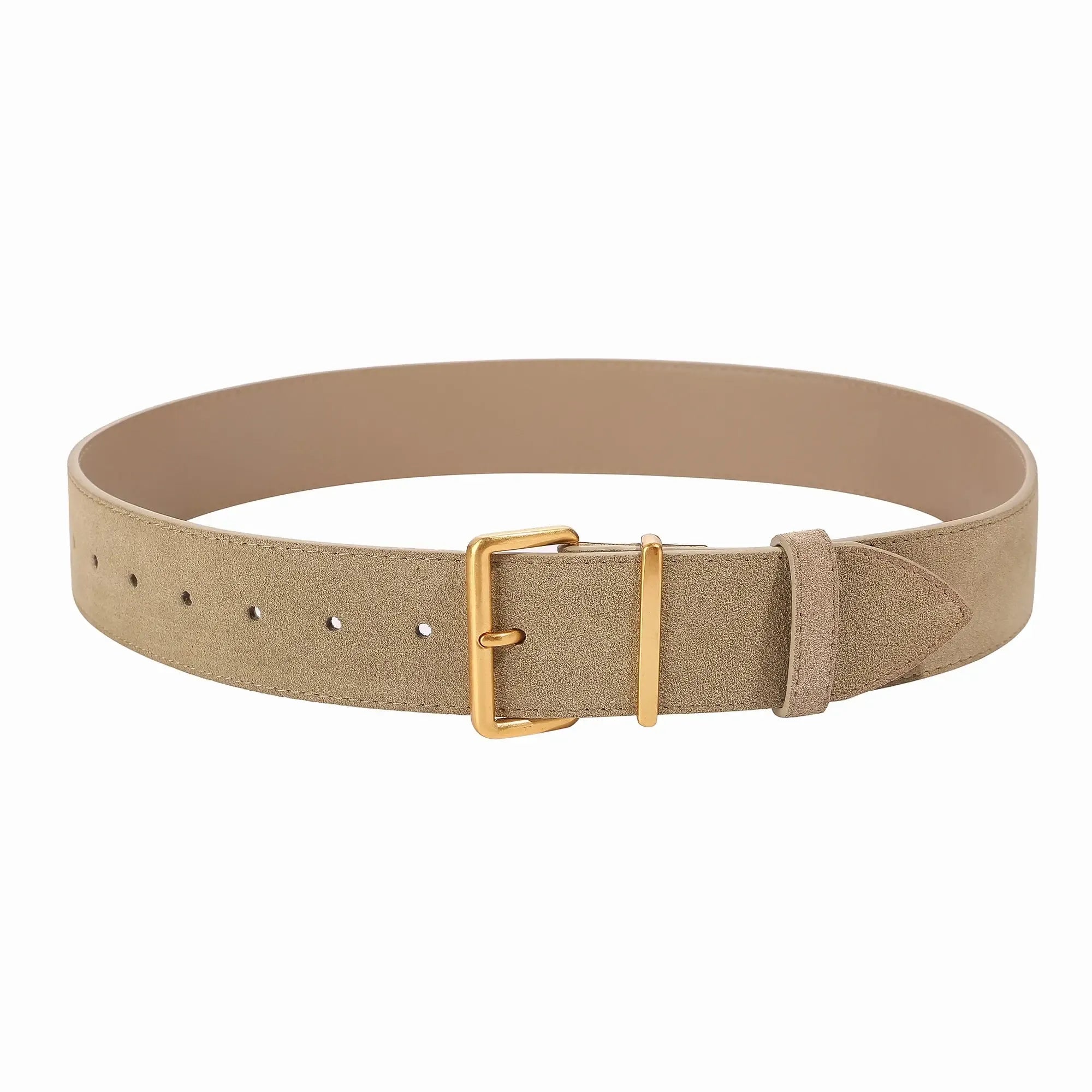 Ceinture Élégante en Cuir Suédé pour Femme – Taille Haute avec Boucle Dorée